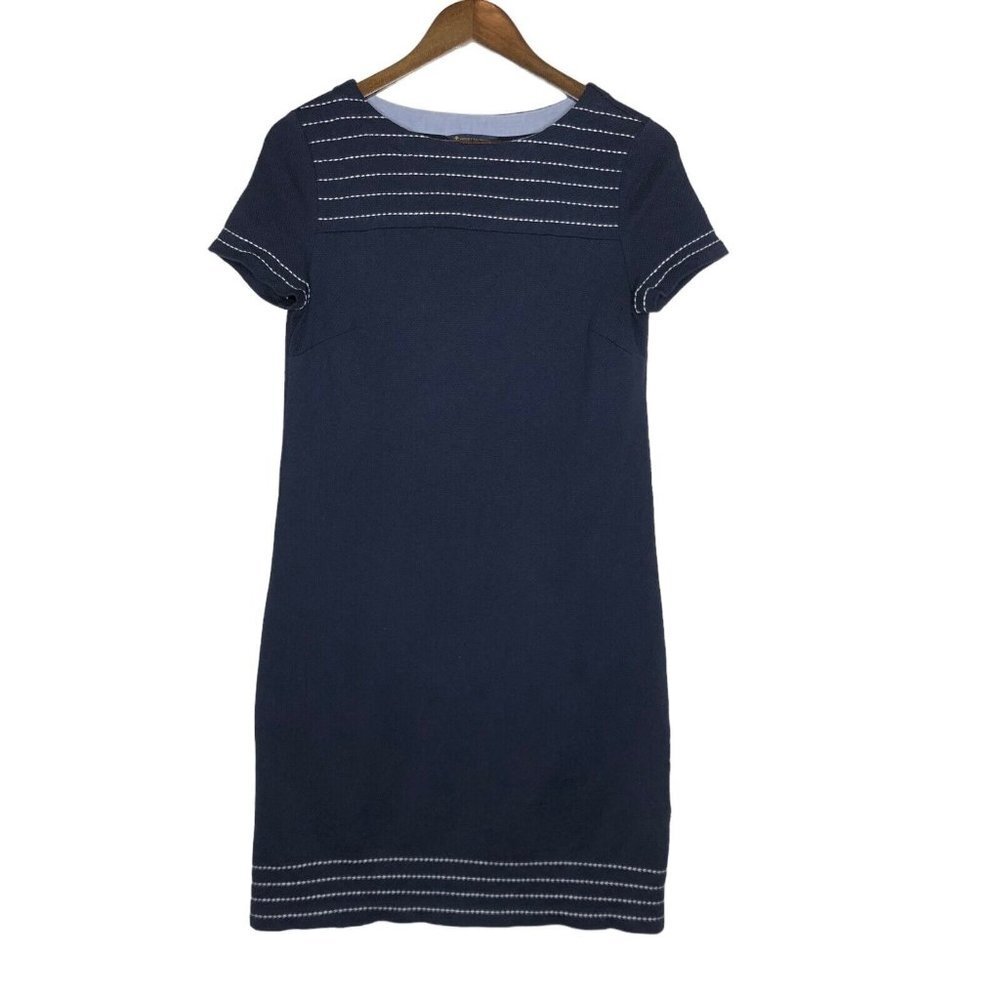 Brooks Brothers Nautical Striped Navy Blue Shift Mini Dress Size Small